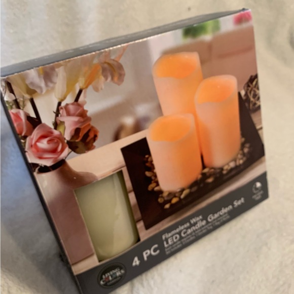 Flameless LED Candle Set. includes 3 candles, garden tray, bag of rocks. - Picture 7 of 7